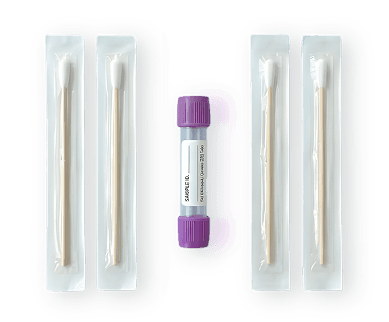 DNA collection kit with cheek swabs and sample tube